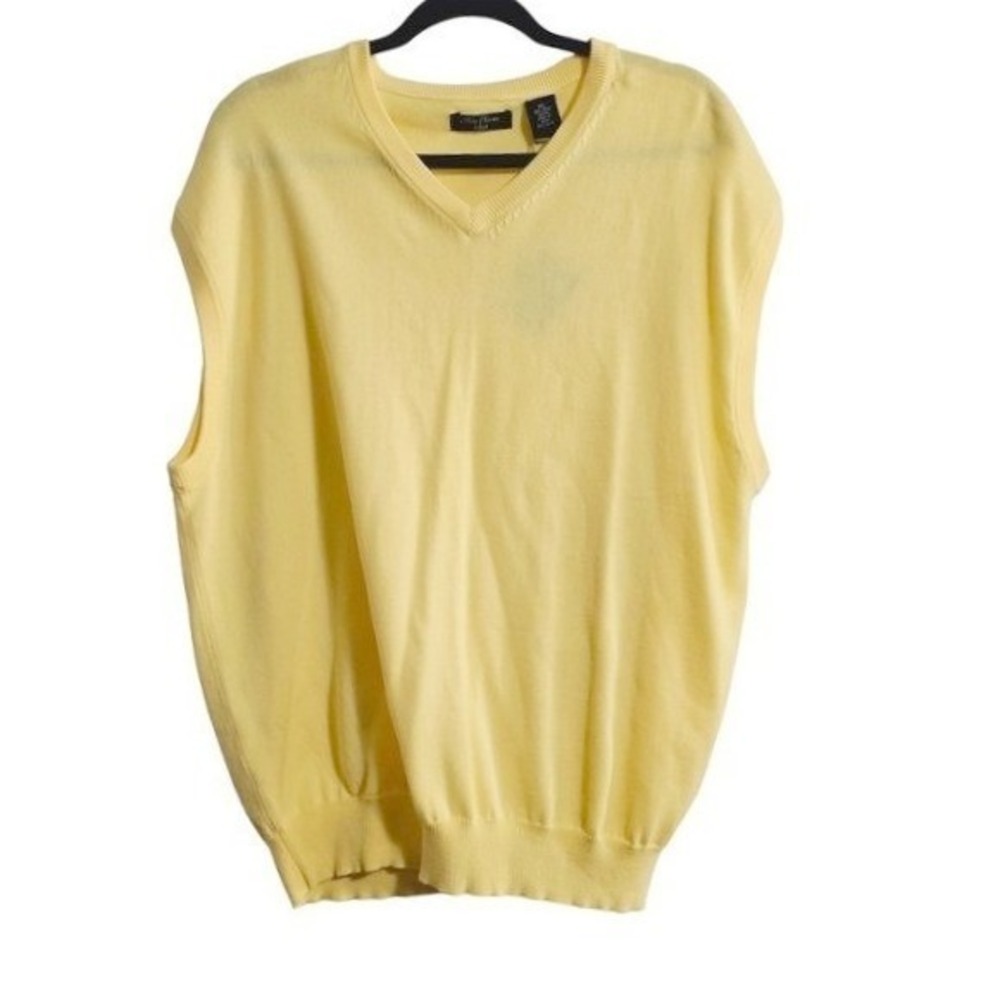 Alan Flusser Golf Vest Pima cotton size XL Yellow knit